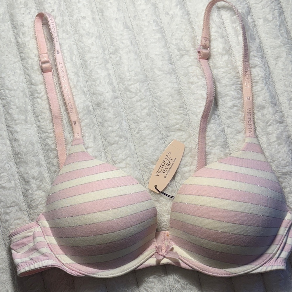 Victoria's Secret Soft Pink and White Striped Bra
